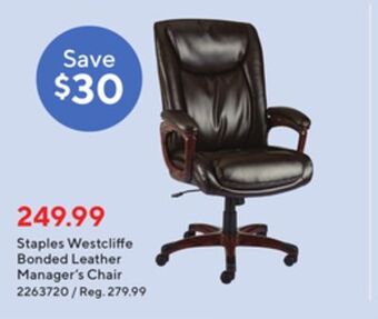 Staples Staples westcliffe bonded leather manager's chair offer
