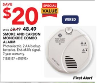Lowe's First alert smoke and carbon monoxide combo alarm offer