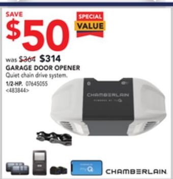 Lowe's Chamberlain garage door opener offer