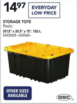 Lowe's Gsc storage tote, 29.12" x 20.5" x 15". offer