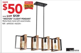 Lowe's Lumirama "weston" 4-light pendant, 9.5" offer