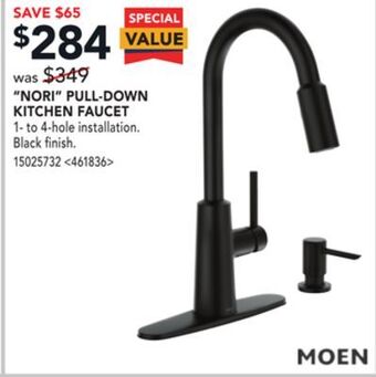 Lowe's Moen "nori" pull-down kitchen faucet offer