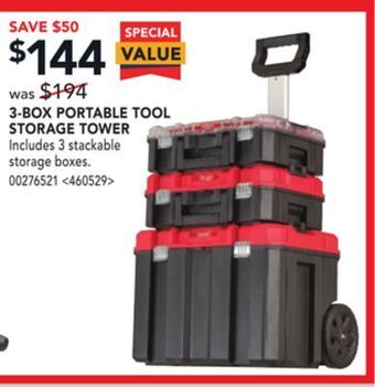 Lowe's Craftsman 3-box portable tool storage tower offer