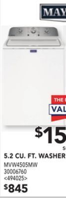 Lowe's Maytag 5.2 cu. ft. washer offer