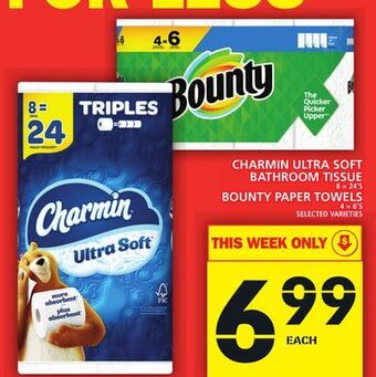 Food Basics Charmin ultra soft bathroom tissue or bounty paper towels offer