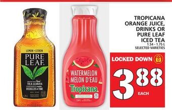 Food Basics Tropicana orange juice, drinks or pure leaf iced tea offer