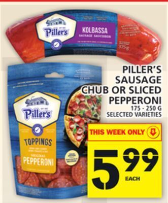 Food Basics Piller's sausage chub or sliced pepperoni offer