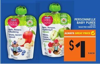 Food Basics Personnelle baby purée offer