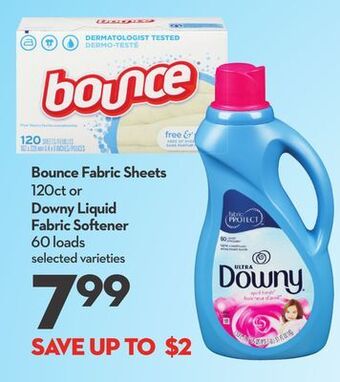 Longo's Bounce fabric sheets 120ct or downy liquid fabric softener 60 loads offer