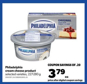 Real Canadian Superstore Philadelphia cream cheese product, 227-280 g offer