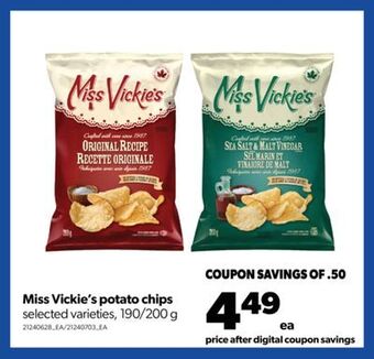 Real Canadian Superstore Miss vickie's potato chips, 190/200 g offer