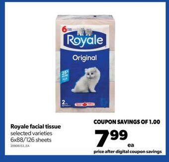 Real Canadian Superstore Royale facial tissue, 6x88/126 sheets offer