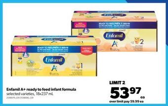 Real Canadian Superstore Enfamil a+ ready to feed infant formula, 18x237 ml offer