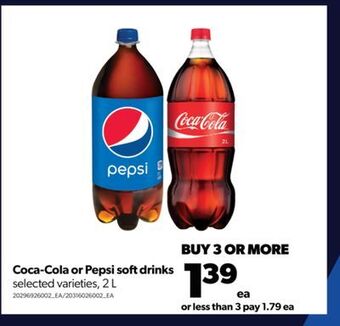 Real Canadian Superstore Coca-cola or pepsi softdrinks, 2 l offer