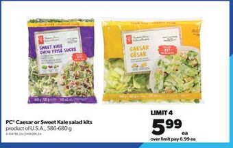 Real Canadian Superstore Pc® caesar or sweet kale salad kits, 586-680 g offer