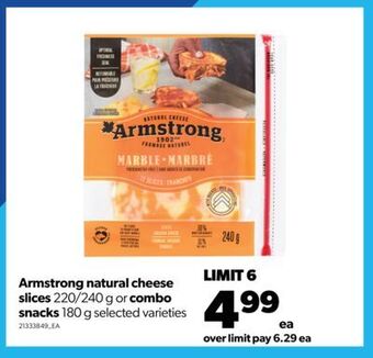 Real Canadian Superstore Armstrong natural cheese slices 220/240 g or combo snacks 180 g offer