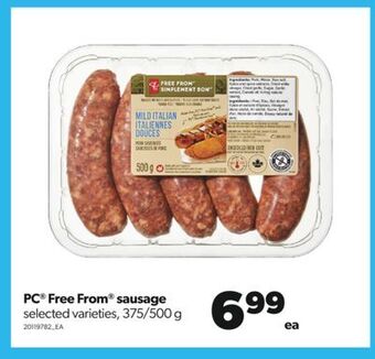 Real Canadian Superstore Pc® free from® sausage, 375/500 g offer