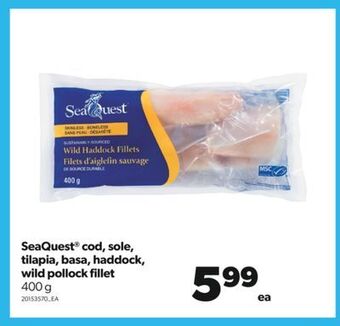 Real Canadian Superstore Seaquest® cod, sole, tilapia, basa, haddock, wild pollock fillet,400 g offer