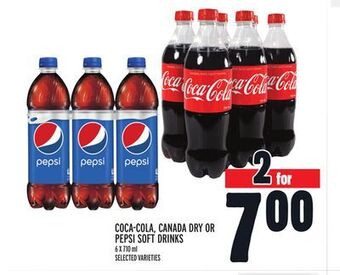 Metro Coca-cola, canada dry or pepsi soft drinks offer
