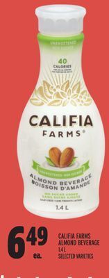 Metro Califia farms almond beverage offer