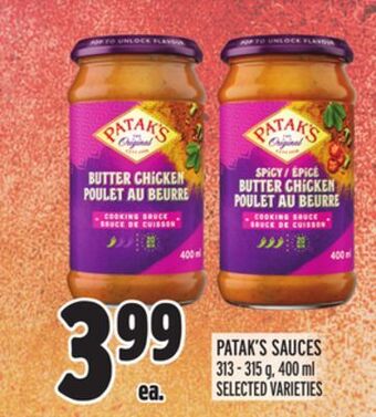 Metro Patak's sauces offer