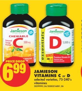 No Frills Jamieson vitamins c or d, 75-240's offer