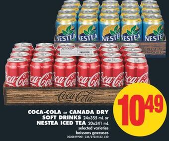No Frills Coca-cola or canada dry soft drinks, 24x355 ml or nestea iced tea, 20x341 ml offer