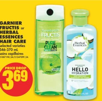 No Frills Garnier fructis or herbal essences hair care, 346-370 ml offer