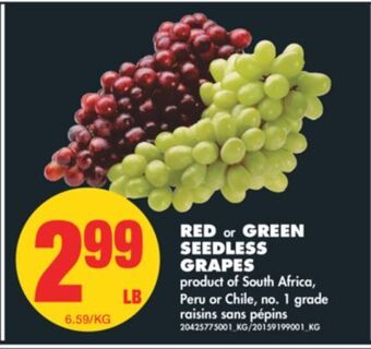No Frills Red or green seedless grapes offer