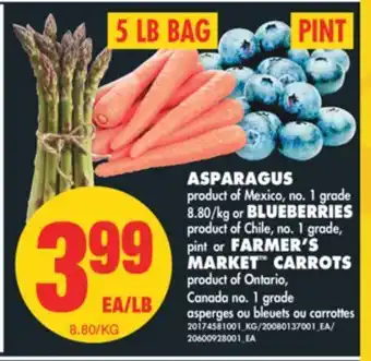 No Frills Asparagus or blueberries, pint or farmer's market™ carrots, 5 lb bag offer