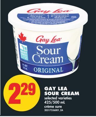 No Frills Gay lea sour cream, 425/500 ml offer