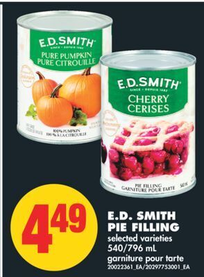 No Frills E.d. smith pie filling, 540/796 ml offer