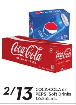 Sobeys Coca-cola or pepsi soft drinks offer