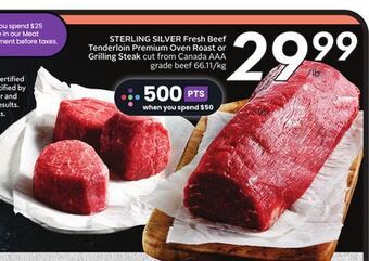 Sobeys Sterling silver fresh beef tenderloin premium oven roast or grilling steak offer