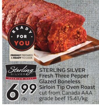 Sobeys Sterling silver fresh three pepper glazed boneless sirloin tip oven roast offer