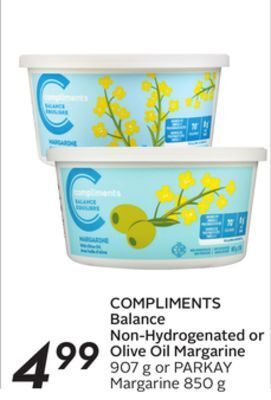 Sobeys Compliments balance non-hydrogenated or olive oil margarine offer