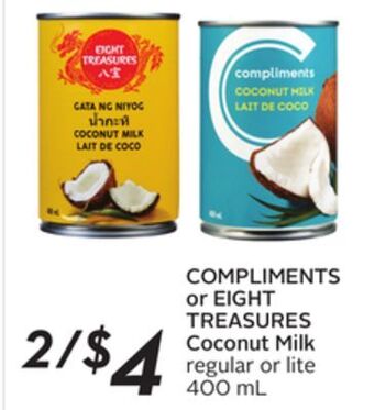 Sobeys Compliments or eight treasures coconut milk offer