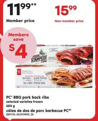 Independent Grocer Pc® bbq pork back ribs, 680 g offer