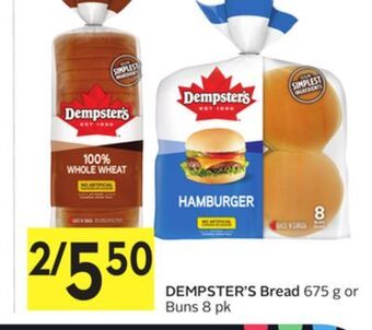 Foodland Dempster's bread 675 g or buns 8 pk offer
