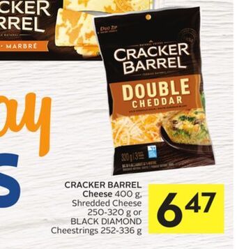 Foodland Cracker barrel cheese 400 g, shredded cheese 250-320 g or black diamond cheestrings 252-336 g offer
