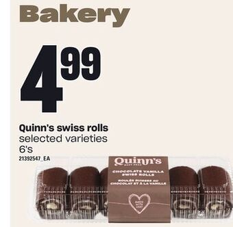 Loblaws Quinn's swiss rolls, 6's offer