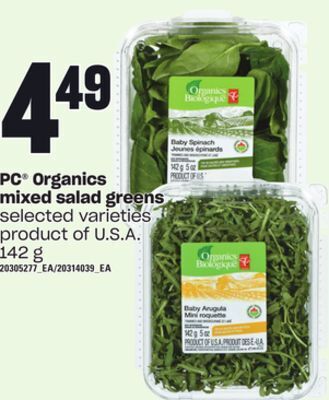 Loblaws Pc organics mixed salad greens, 142 g offer