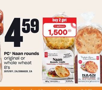Loblaws Pc® naan rounds, 8's offer