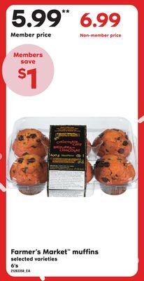 Loblaws Farmer's market™ muffins, 6's offer