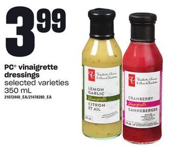Loblaws Pc® vinaigrette, 350 ml offer