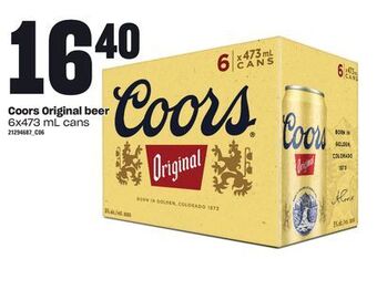Loblaws Coors original beer, 6x473 ml cans offer