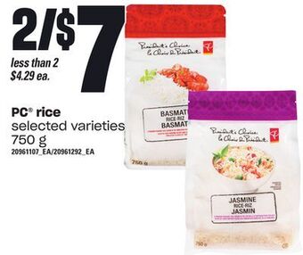 Loblaws Pc® rice, 750 g offer