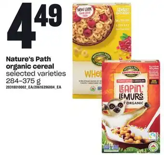 Loblaws Nature's path organic cereal, 284-375 g offer