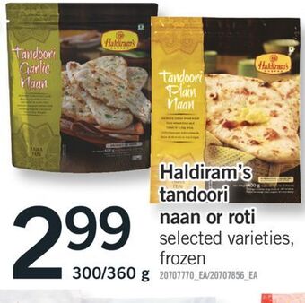 Fortinos Haldiram's tandoori naan or roti offer