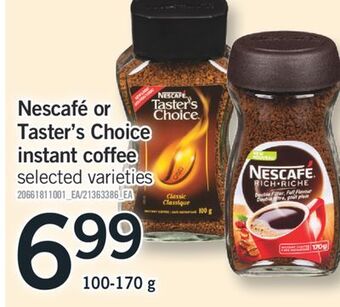 Fortinos Nescafé or taster's choice instant coffee, 100-170 g offer